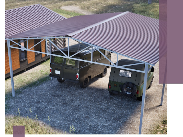 Двускатные навесы под ключ в Нижнем Тагиле — изготовление и монтаж